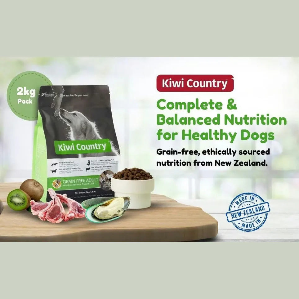 Kiwi Country 2kg Grain Free Lamb Dog Food with Complete Nutrition for Healthy Dogs
