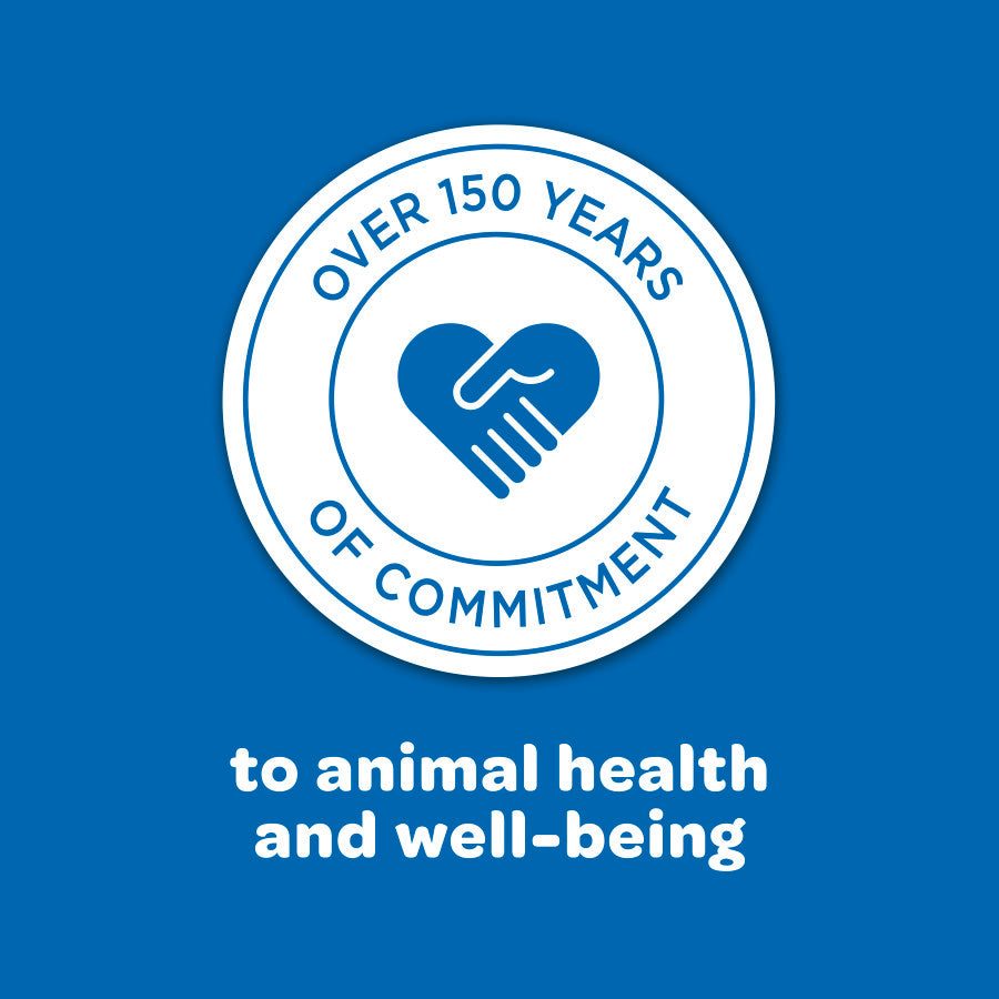 Kaytee logo with a heart and hands icon, celebrating over 150 years of commitment to animal health.