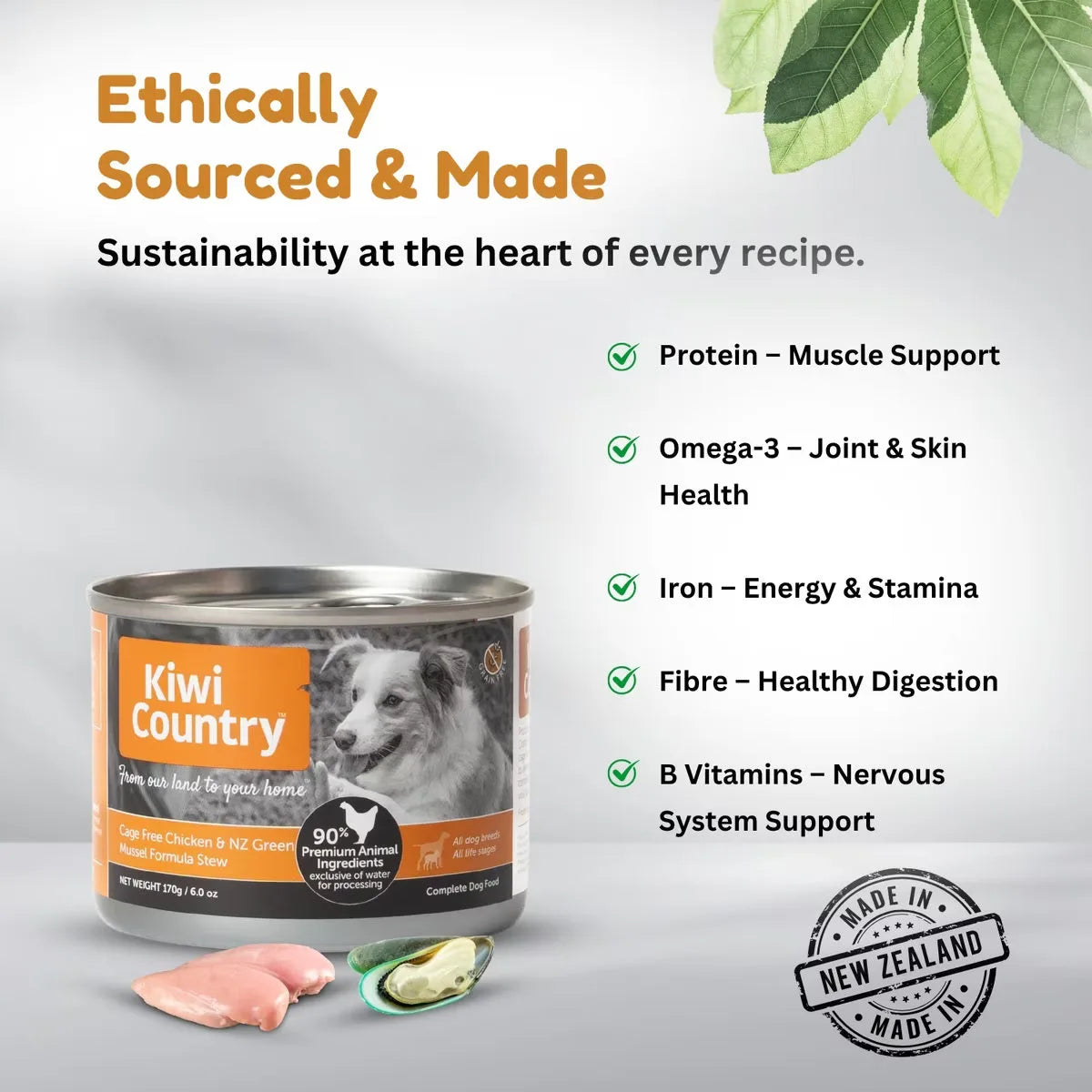 Kiwi Country grain free chicken dog food cans, 13 oz, for healthy, sustainable pet nutrition