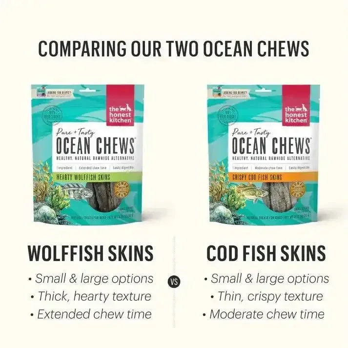 The Honest Kitchen Ocean Chews Crispy Cod Fish Skins Dog Treats - Talis Us