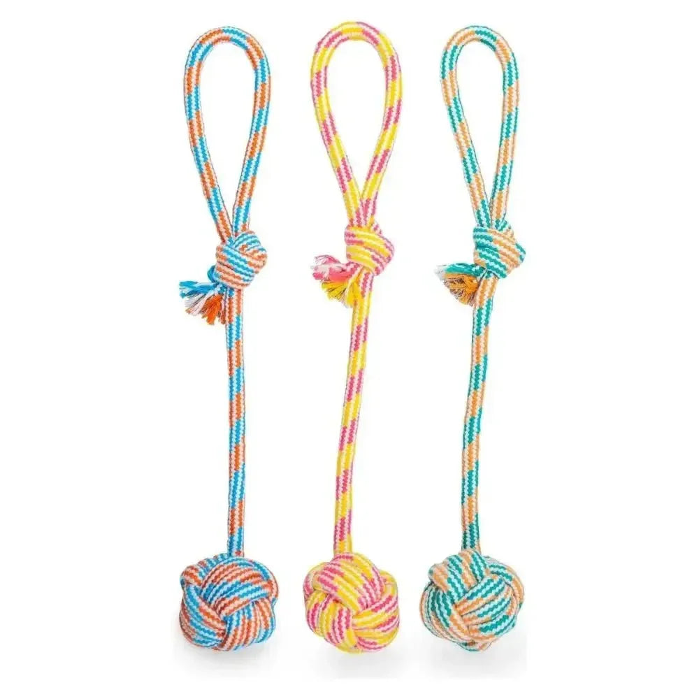 ThoozyPet Ball Tug Rope Dog Toy with Handle 17" - Talis Us