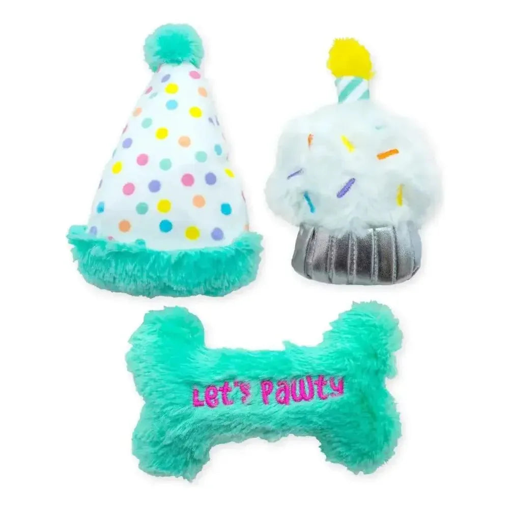 ThoozyPet Birthday 3pk Small Plush Dog Toys 5.5" - Talis Us