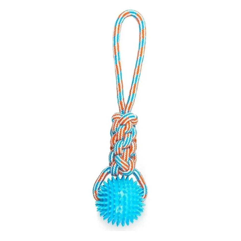 ThoozyPet Knotted Tug Rope Dog Toy with TPR Spike Ball 16" - Talis Us