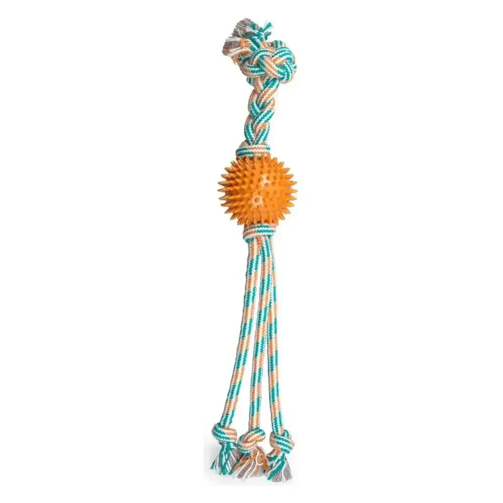 ThoozyPet Squid Tails Tug Rope Dog Toy with TPR Spike Ball 22" - Talis Us