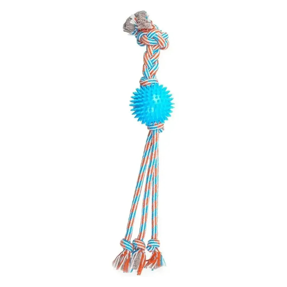 ThoozyPet Squid Tails Tug Rope Dog Toy with TPR Spike Ball 22" - Talis Us