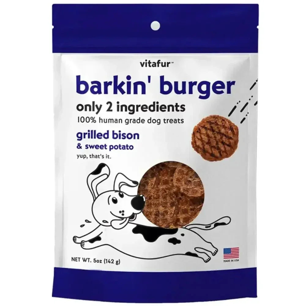 Vitafur Barkin' Burger Grilled Bison & Sweet Potato Dehydrated Dog Treats 5 oz - Talis Us
