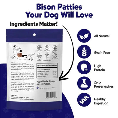 Vitafur Barkin' Burger Grilled Bison & Sweet Potato Dehydrated Dog Treats 5 oz - Talis Us