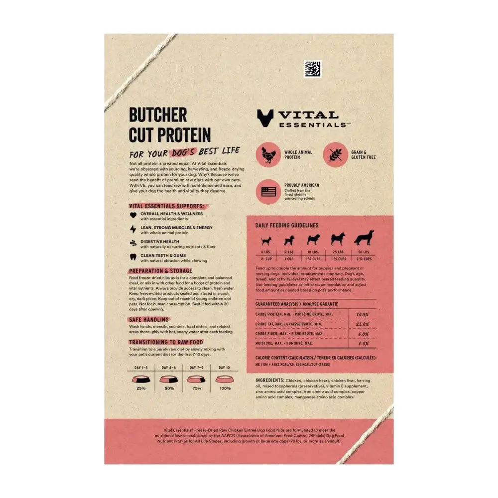 Vital Essentials® Freeze - Dried Raw Chicken Entree Dog Food Nibs, 14 oz - Talis Us