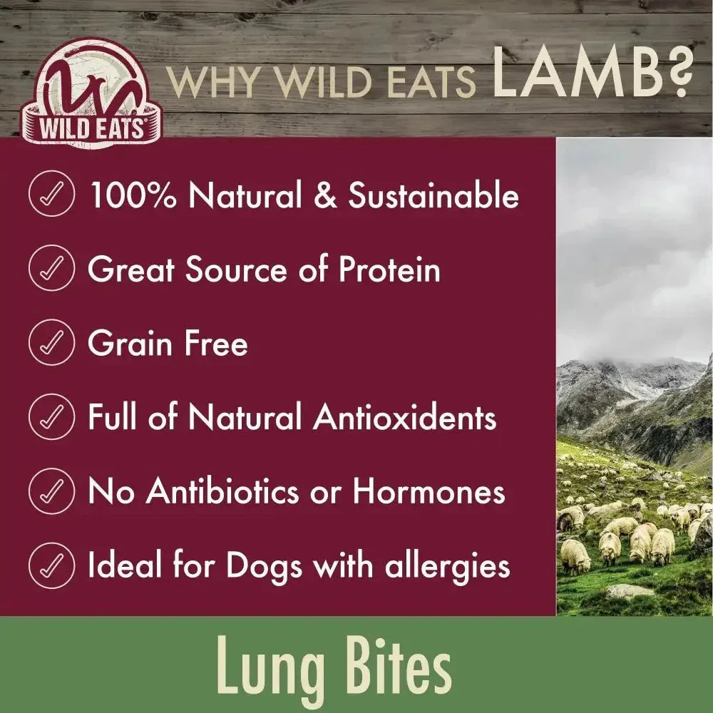 Wild Eats Natural Lamb Lung Bites Dog Treat 4 oz - Talis Us