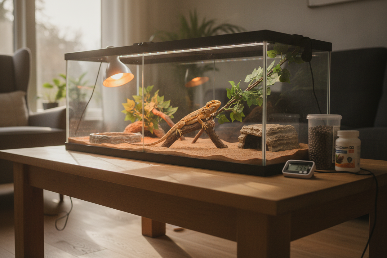 How to care for reptiles with proper lighting, habitat setup, and essential reptile food