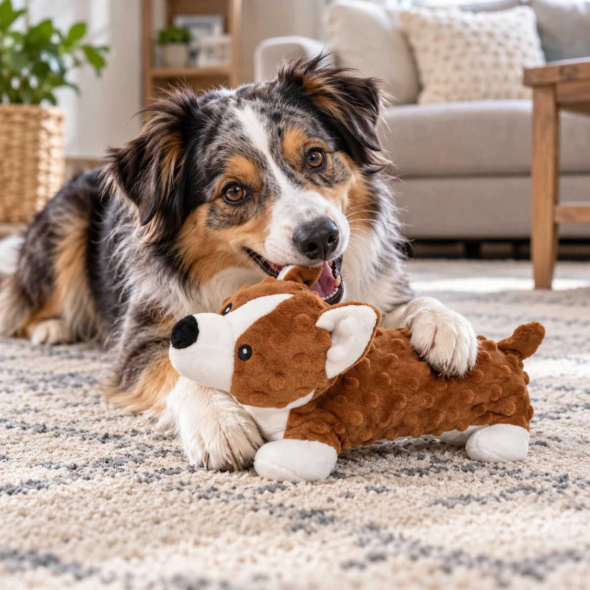 Petlou Dotty Friends Corgi Squeaky Plush Dog Toy 12"