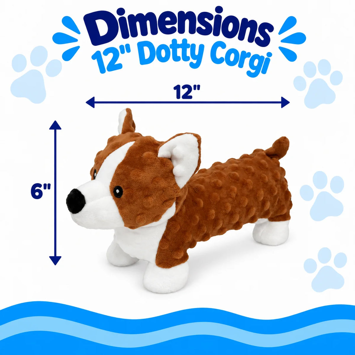 Petlou Dotty Friends Corgi Squeaky Plush Dog Toy 12"