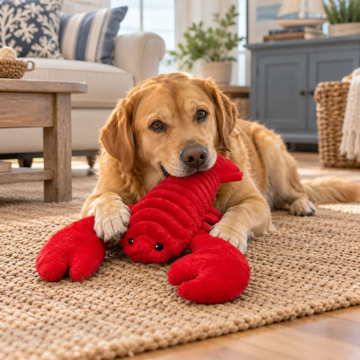 Petlou Ocean Friends Lobster Squeaky Plush Dog Toy 26"
