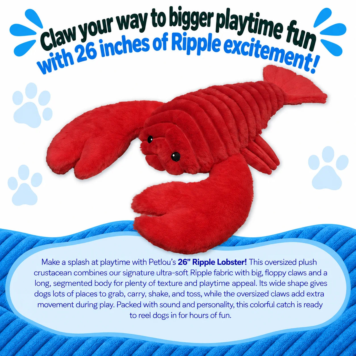 Petlou Ocean Friends Lobster Squeaky Plush Dog Toy 26"