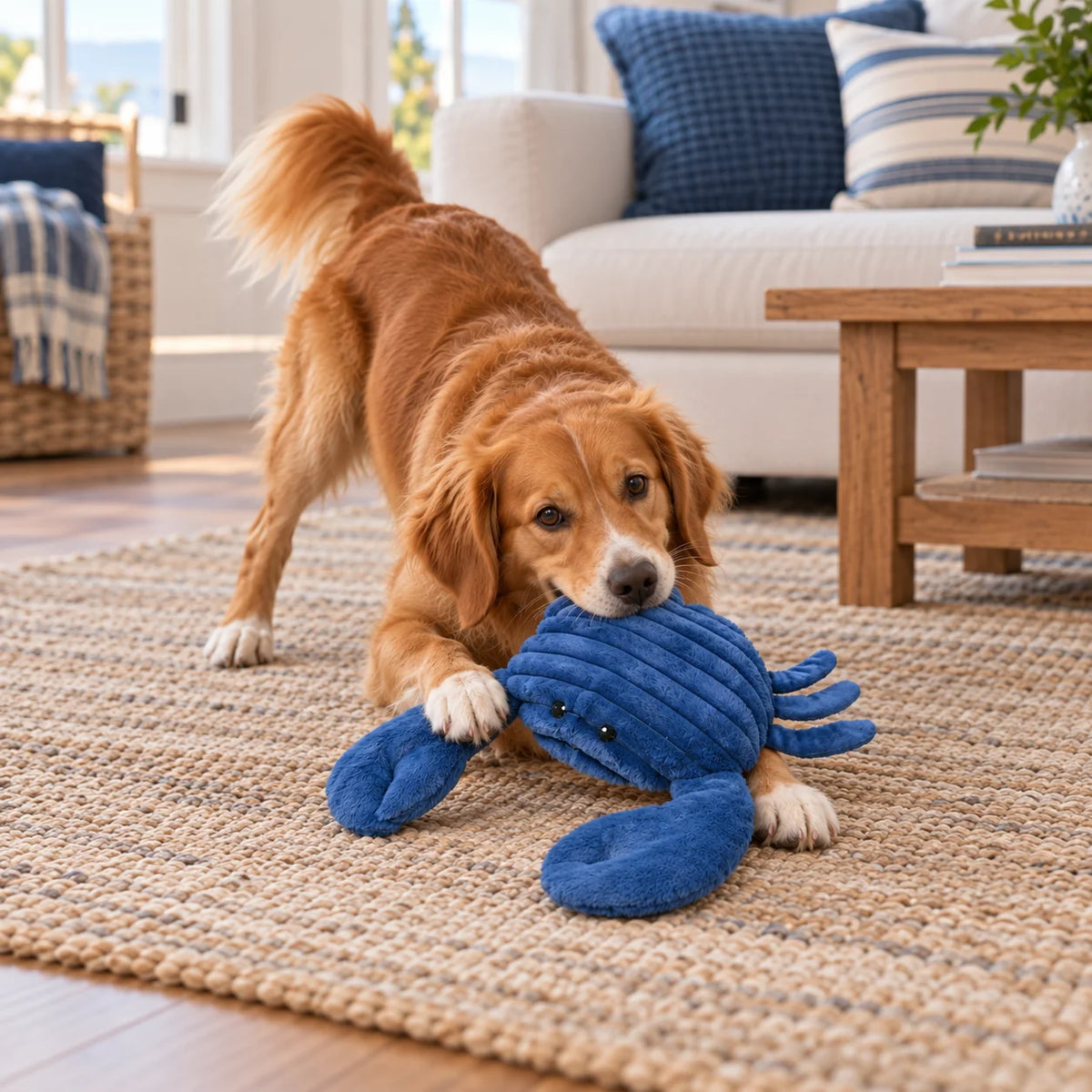 Petlou Ocean Friends Crab Squeaky Plush Dog Toy 23"