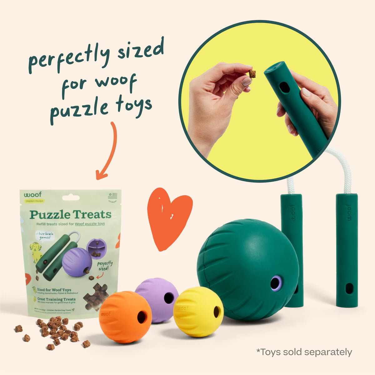Woof Air-Dried Puzzle Training Chicken Natural Dogs Chew Treats