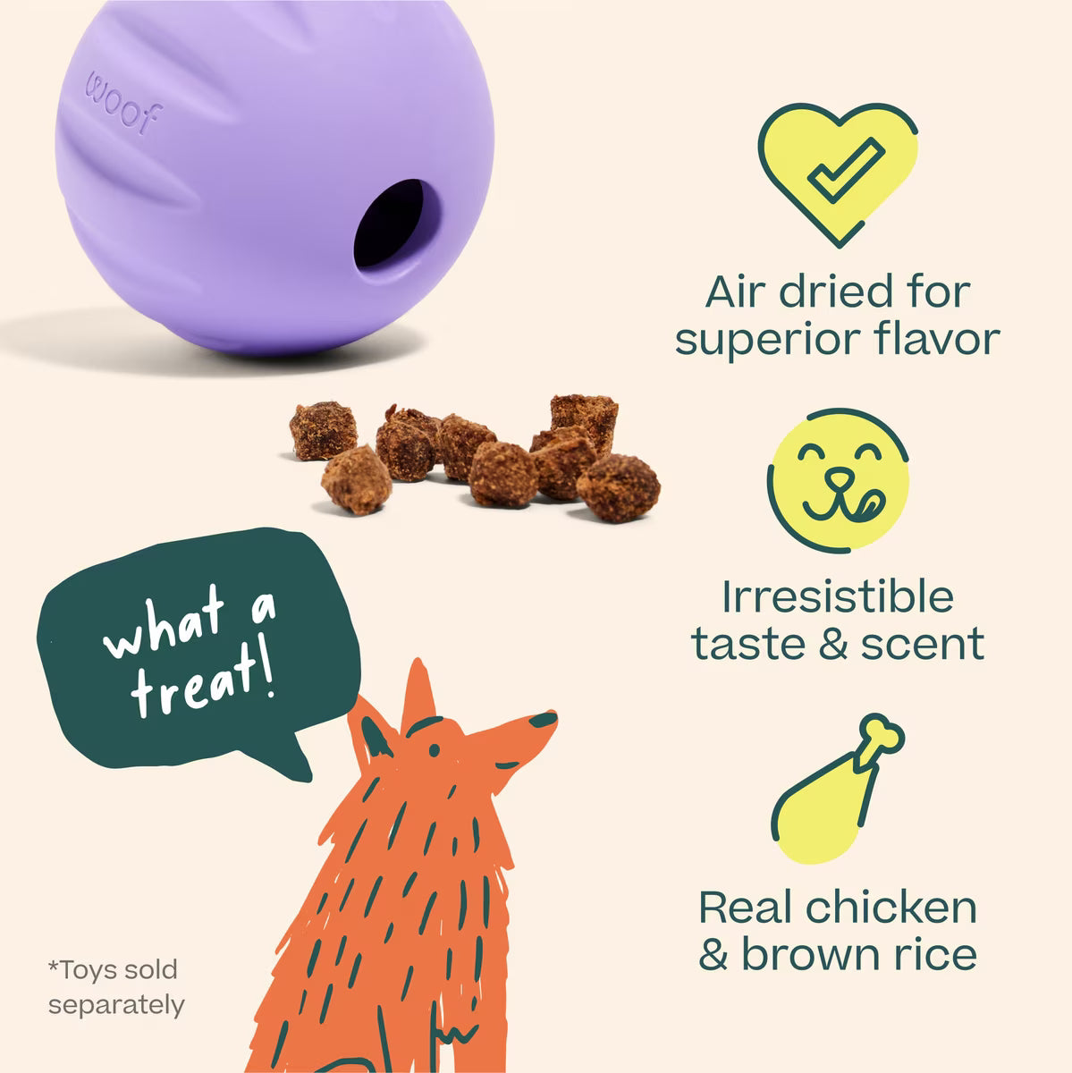 Woof Air-Dried Puzzle Training Chicken Natural Dogs Chew Treats