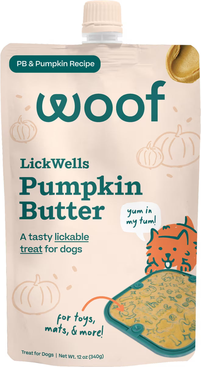 Woof LickWells Pumpkin Peanut Butter Spread Lickable Dog