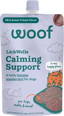 Woof LickWells Calming Peanut Butter Spread Lickable Dog Supplement