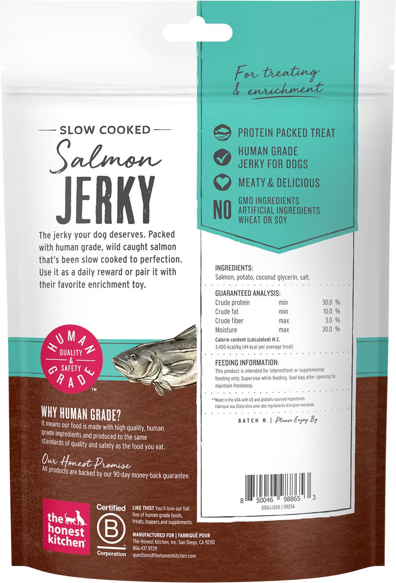 The Honest Kitchen Human Grade Slow Cooked Jerky Salmon Recipe Dog Treats 5.4oz