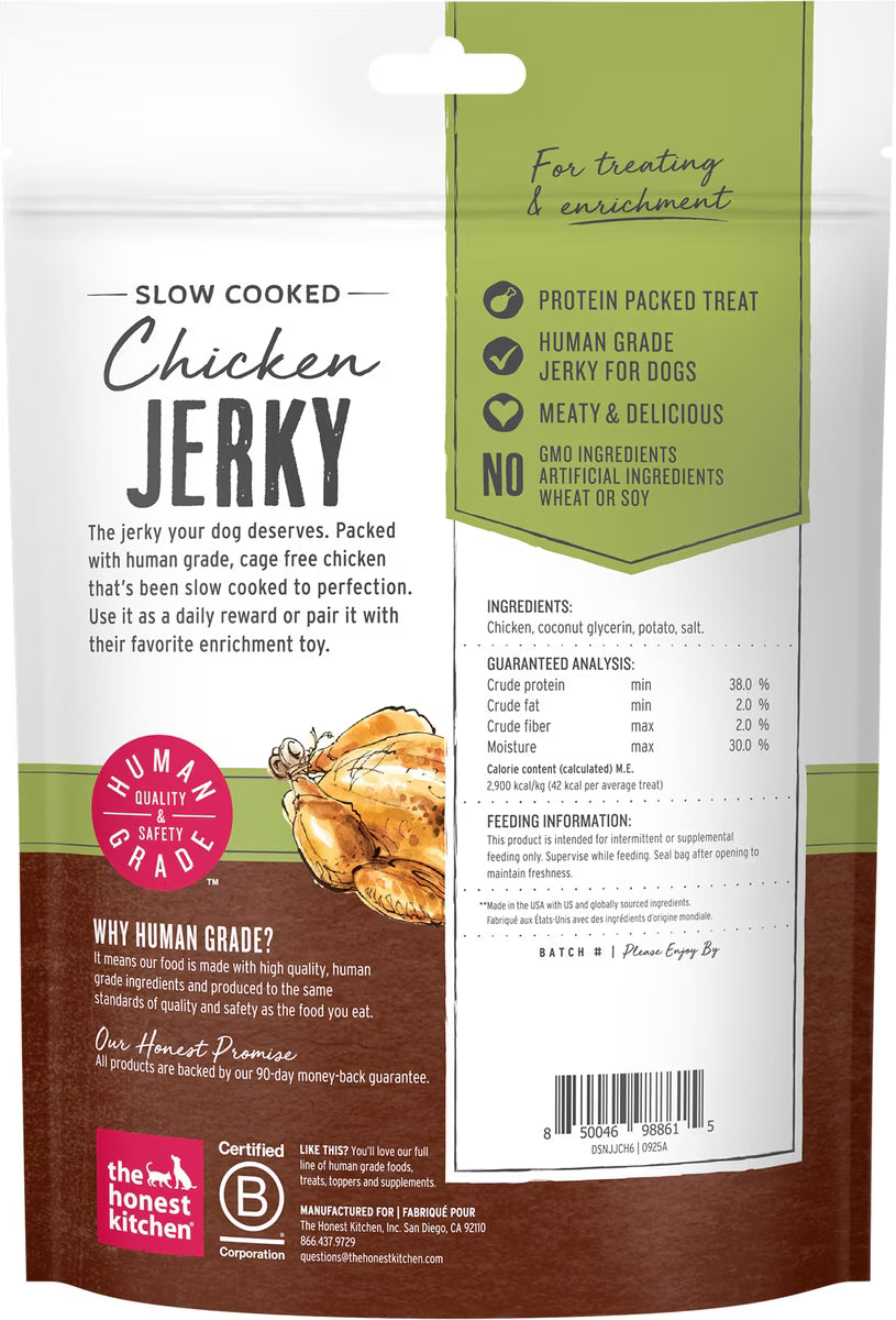 The Honest Kitchen Human Grade Slow Cooked Jerky Chicken Recipe Dog Treats 6oz