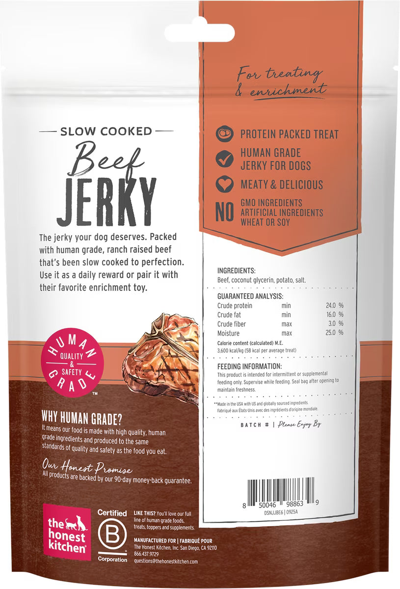 The Honest Kitchen Human Grade Slow Cooked Jerky Beef Recipe Dog Treats 5.6oz