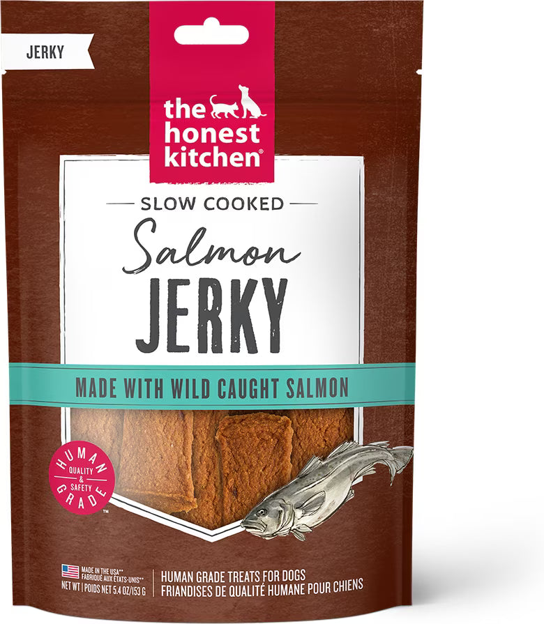 The Honest Kitchen Human Grade Slow Cooked Jerky Salmon Recipe Dog Treats 5.4oz