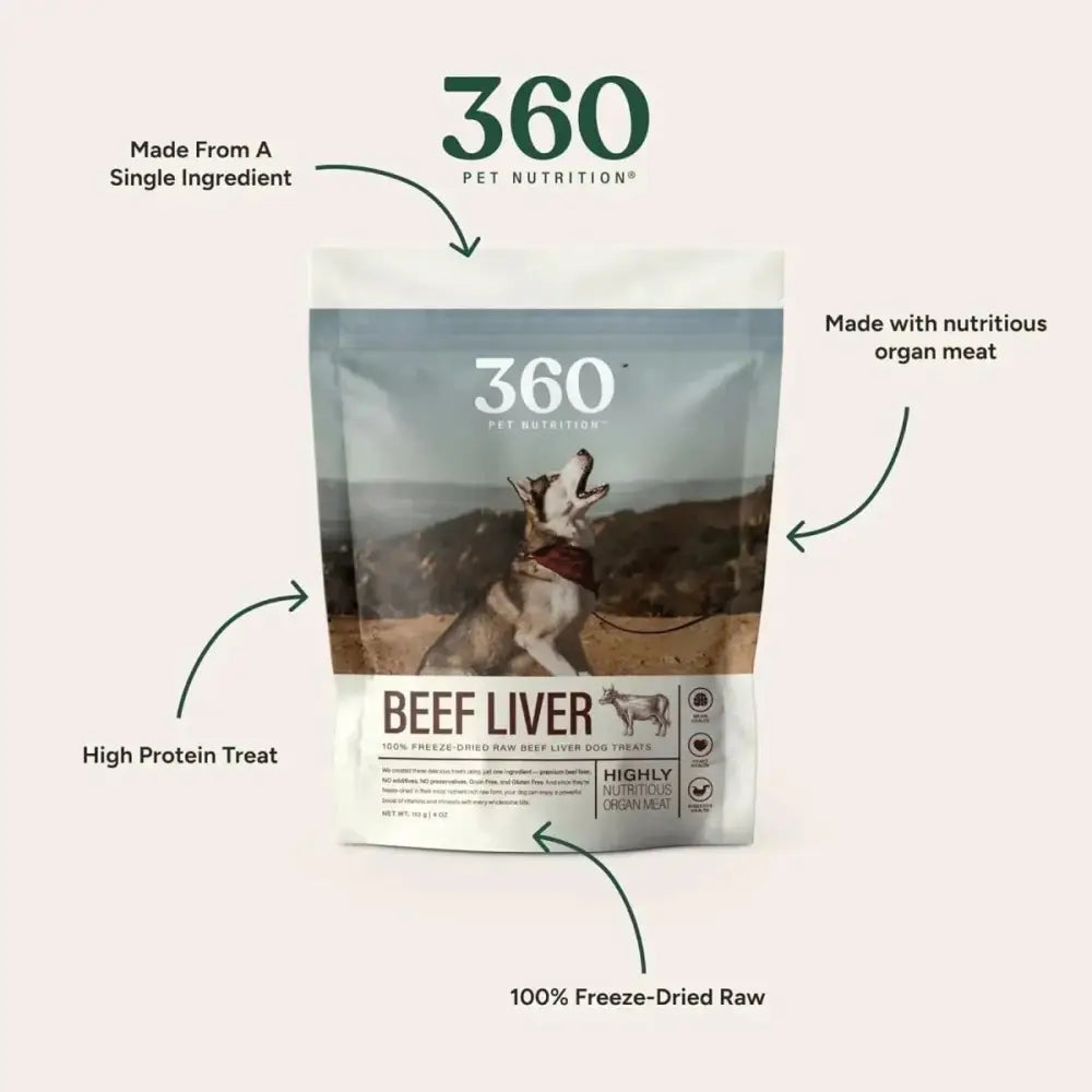 360 Pet Nutrition Beef Liver Grain - Free Raw Freeze - Dried Dog Treats 4oz - Talis Us