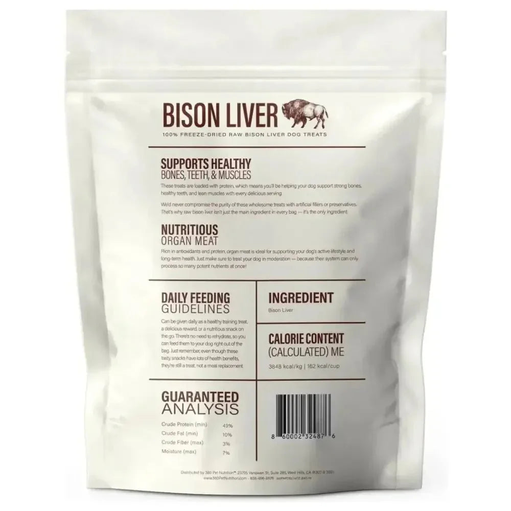 360 Pet Nutrition Bison Liver Grain - Free Freeze - Dried Dog Treats 4oz - Talis Us