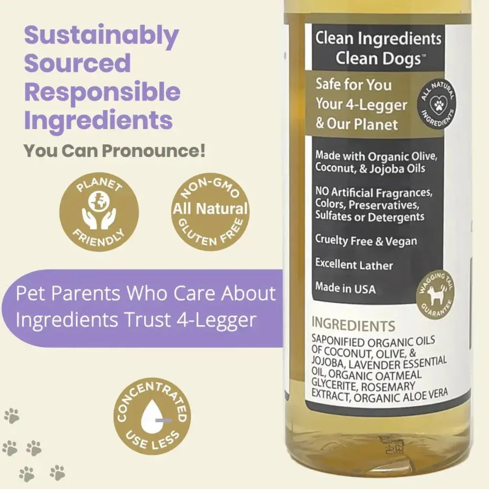 4 - Legger Organic Oatmeal Dog Shampoo with Lavender and Aloe 16 oz - Talis Us