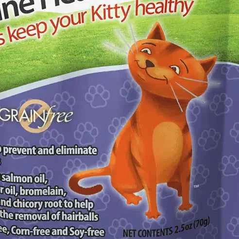 Emerald Pet Feline Health grain-free soft chews packaging featuring a cartoon orange cat.