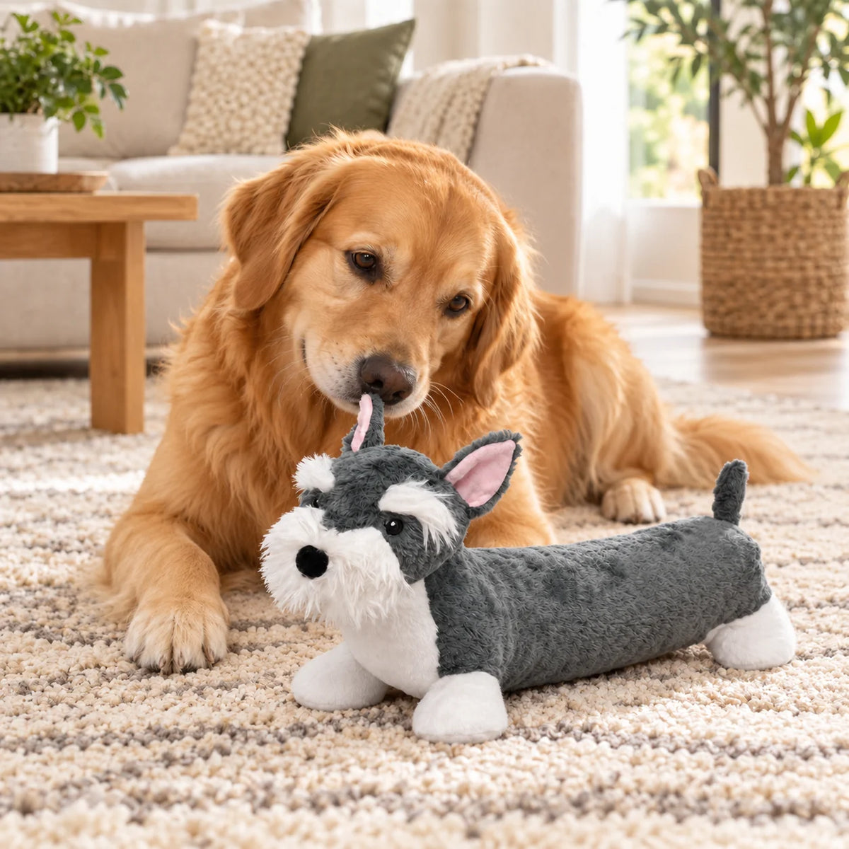 Petlou Schnauzer Squeaky Plush Dog Toy 22"