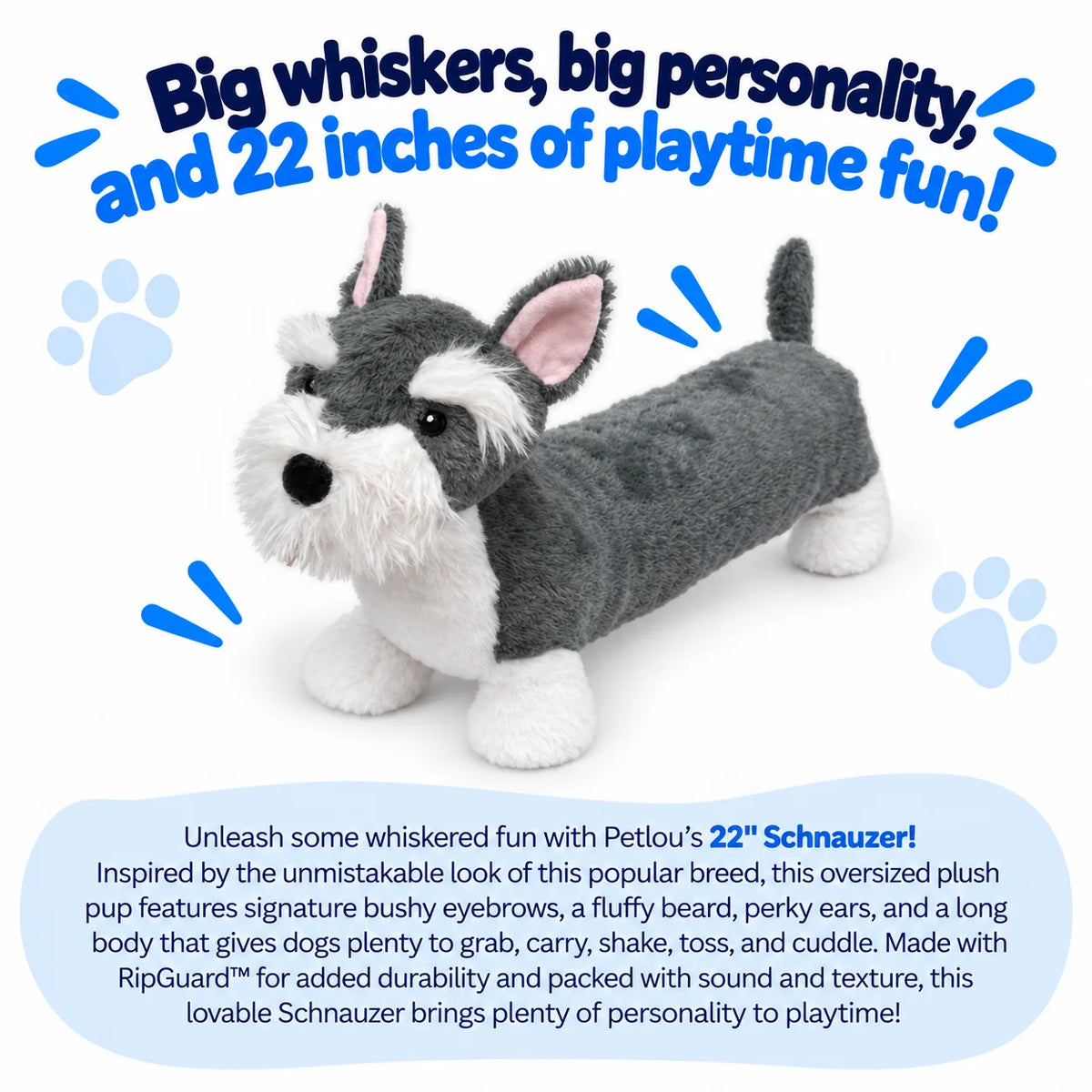 Petlou Schnauzer Squeaky Plush Dog Toy 22"