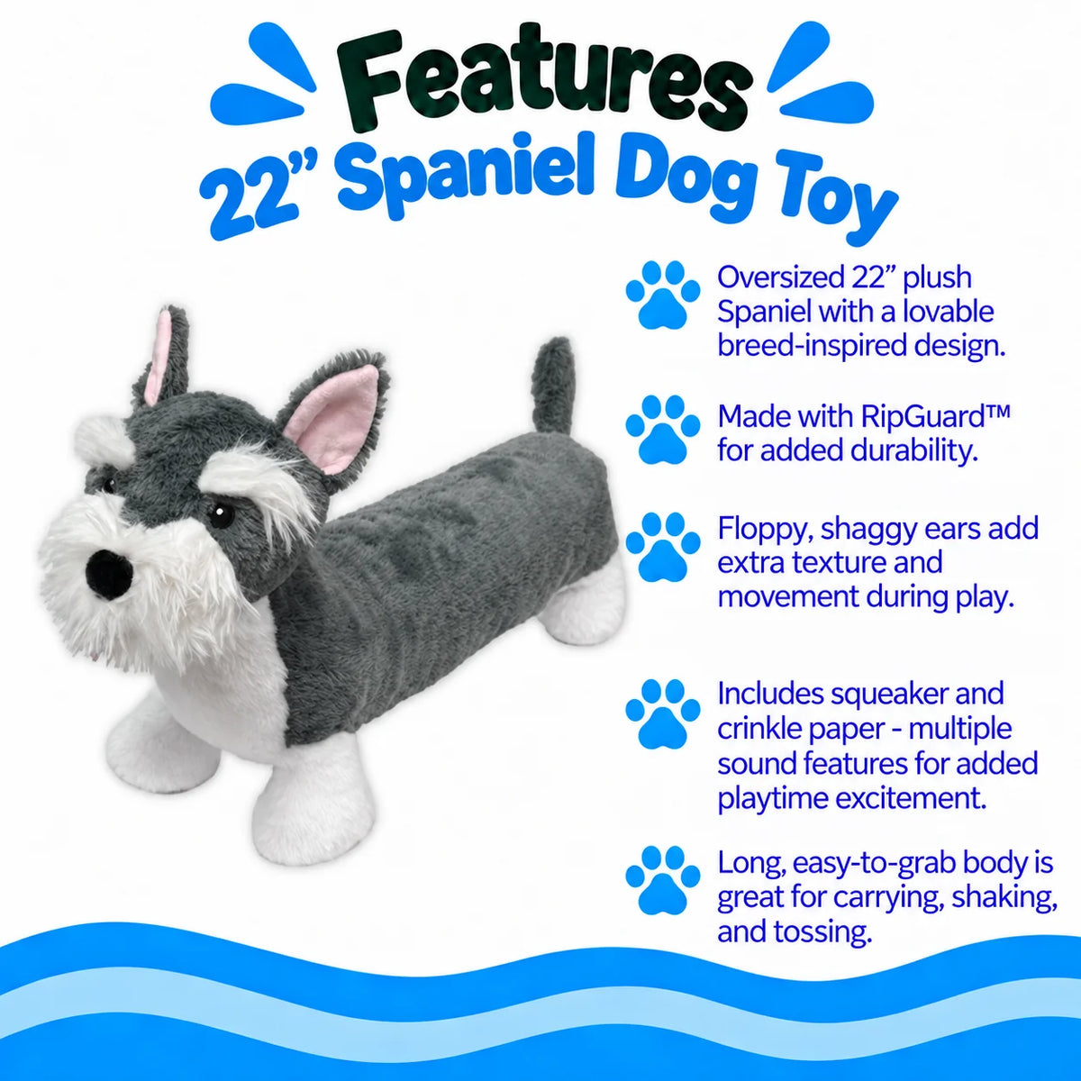 Petlou Schnauzer Squeaky Plush Dog Toy 22"