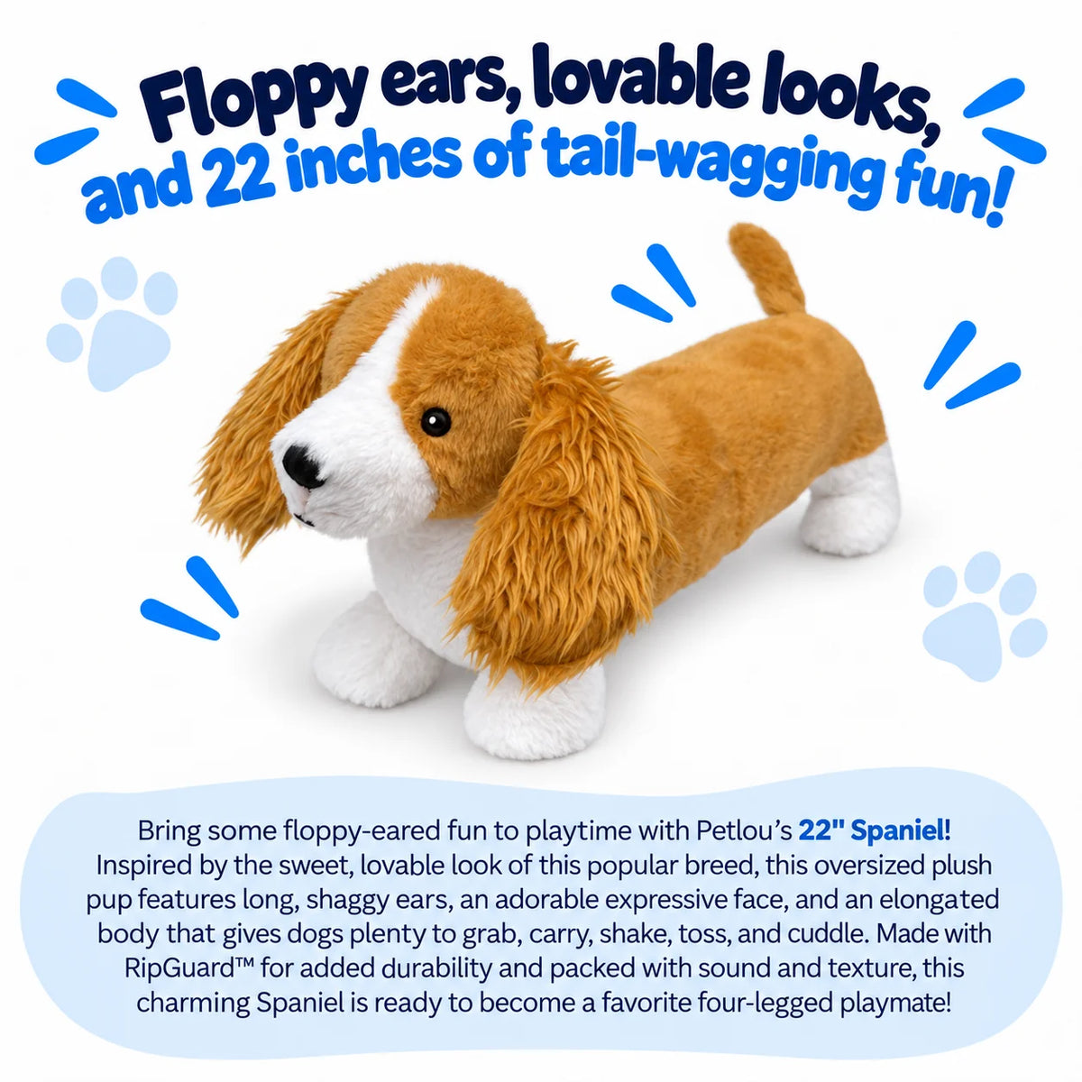 Petlou Spaniel Squeaky Plush Dog Toy 22"