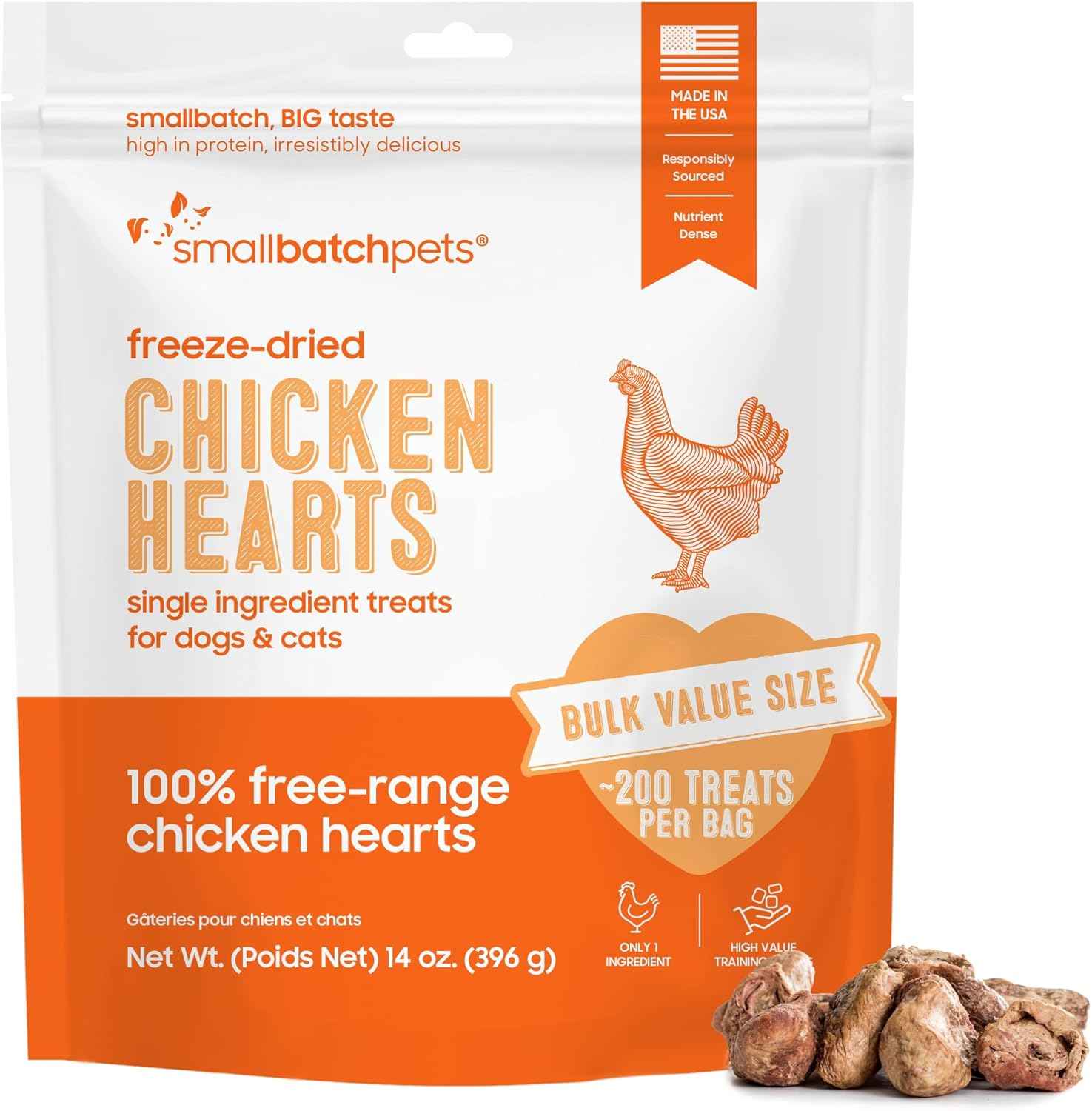 Smallbatch Freeze Dried Heart Chicken Dog Treats 14oz