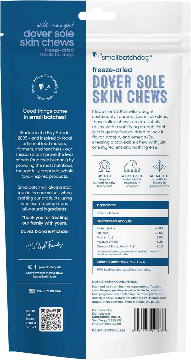 Smallbatch Freeze Dried Dover Sole Skin Chews 1.5oz