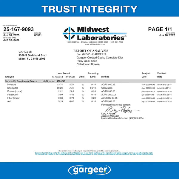 Gargeer Picky Geck Caledonian Breeze - Premium Crested Gecko Food