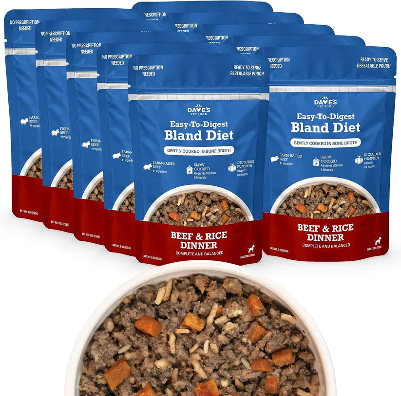 Dave's Bland Diet Beef & Rice Gently Cooked Dog Food 10 Pack - 9 oz Pouches