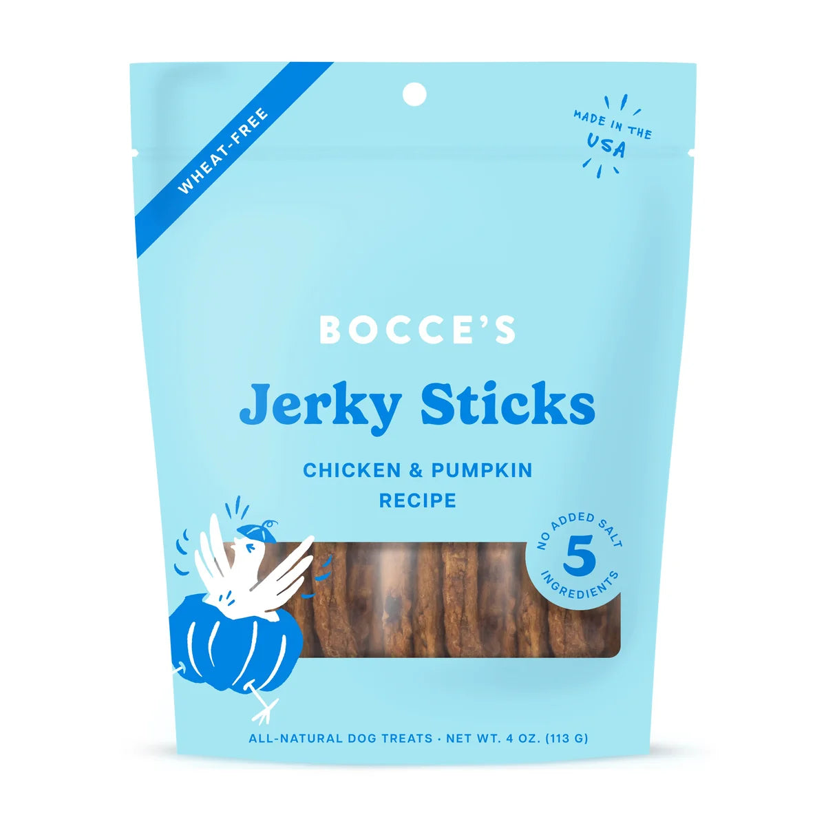 All-Natural Dog Jerky Treats - Bocce's Bakery Chicken Grazers Jerky Sticks (4oz)