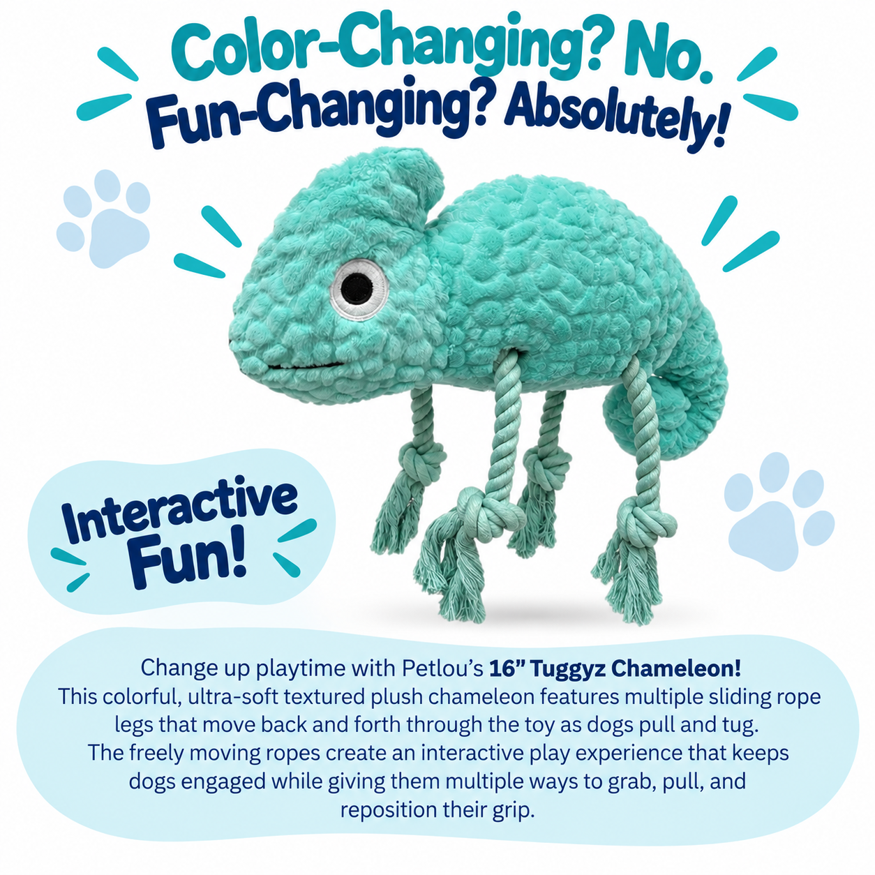 Petlou Tuggyz Chameleon Dog Tug Toy 16"