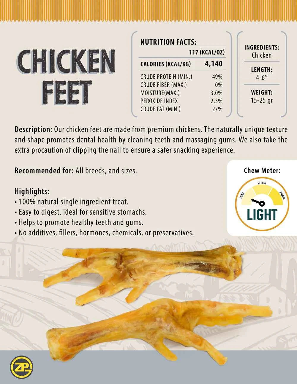 Talis Us Chicken Feet Dog Treats 12 Units