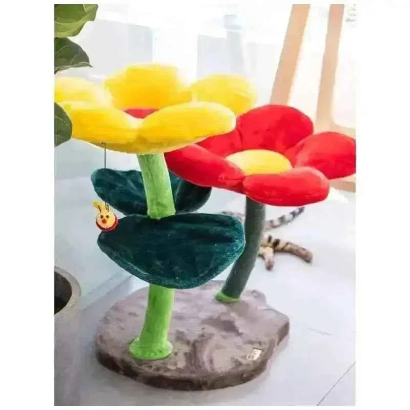 Colorful beautiful flower cat tree climbing frame cozy cats nest scratching