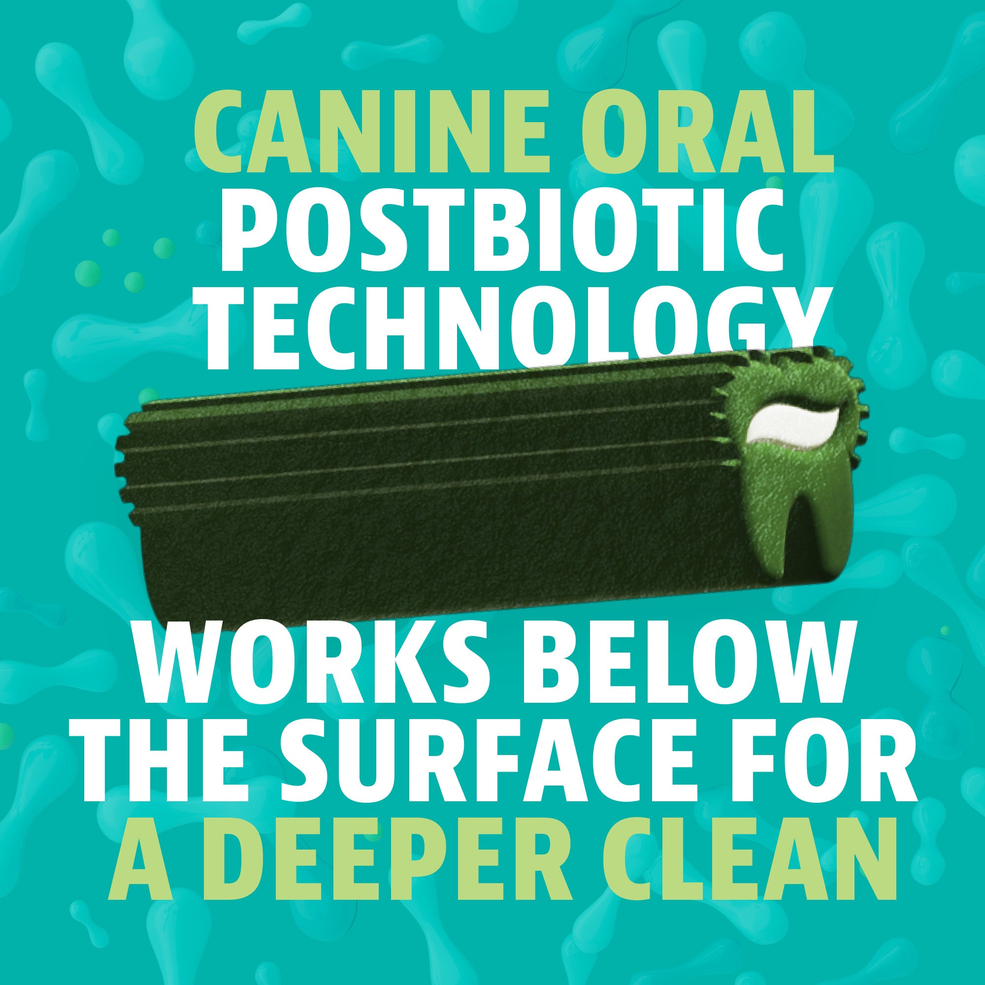 Talis Us Nutri-Vet Dental Dog Chews featuring a green chew with a textured surface for dental health, promoting cleaner teeth