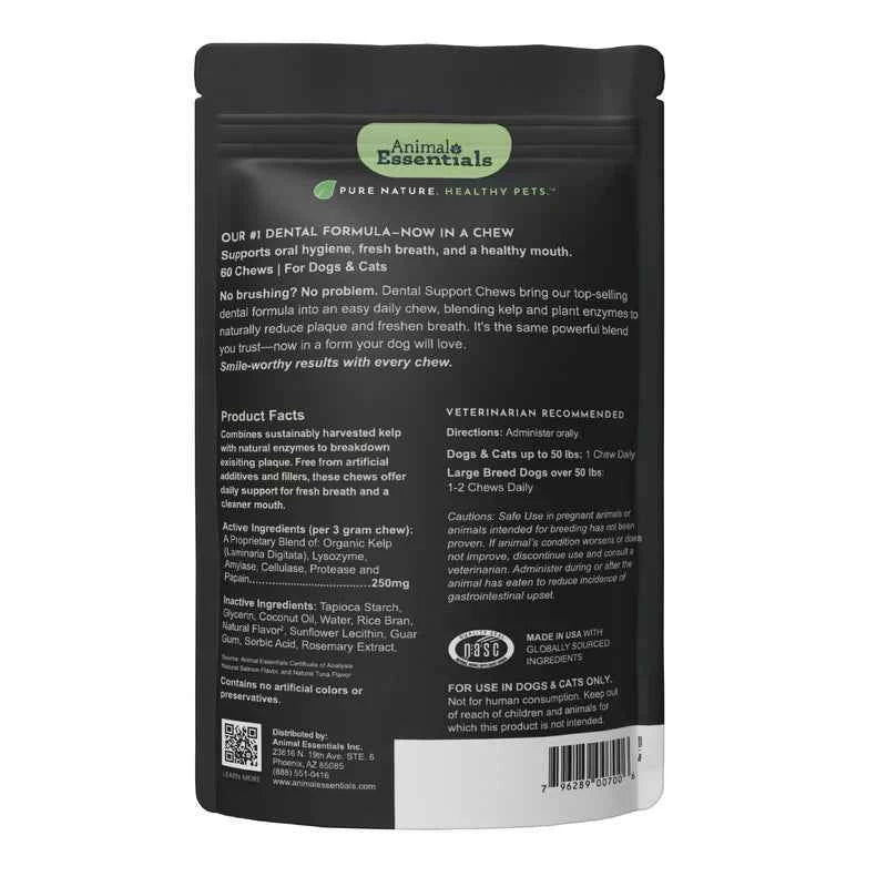 Animal Essentials Dental Support Herbal Soft Chews  Herbal Anti-Plaque Formula  60 Count