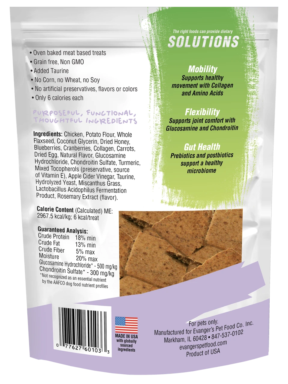 Evanger's EVx Enhanced Diet Hip & Joint Support with Chicken, Glucosamine and Turmeric Dog Jerky 4.5oz