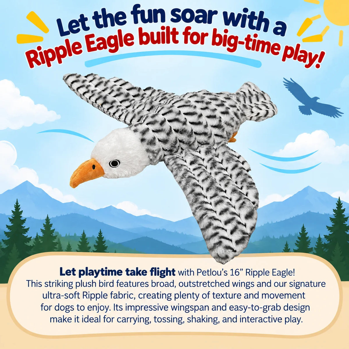Petlou Zoo Friends Eagle Squeaky Plush Dog Toy 16"