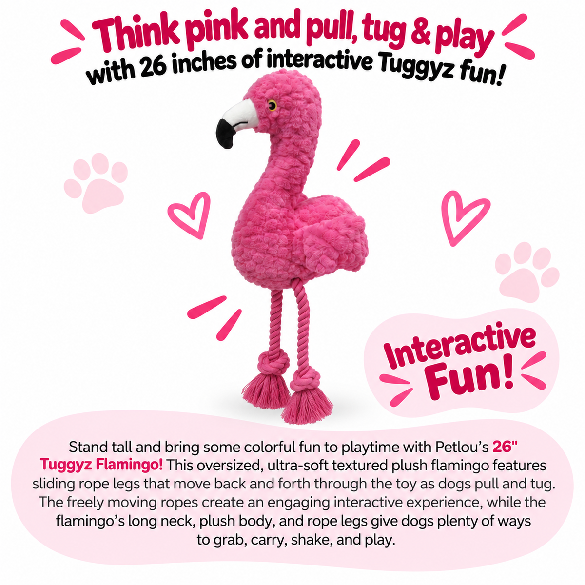 Petlou Tuggyz Flamingo Dog Tug Toy