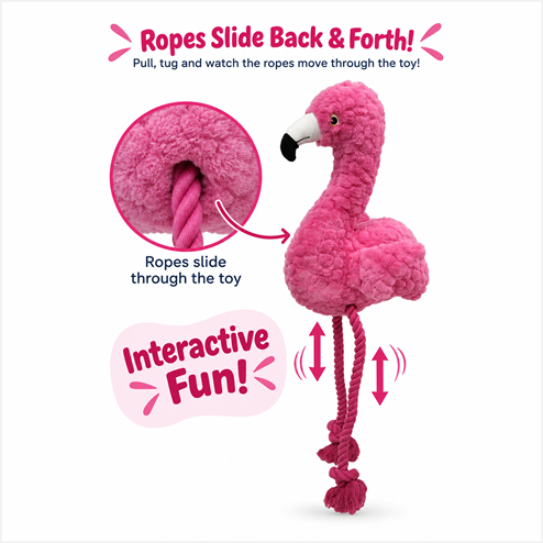 Petlou Tuggyz Flamingo Dog Tug Toy