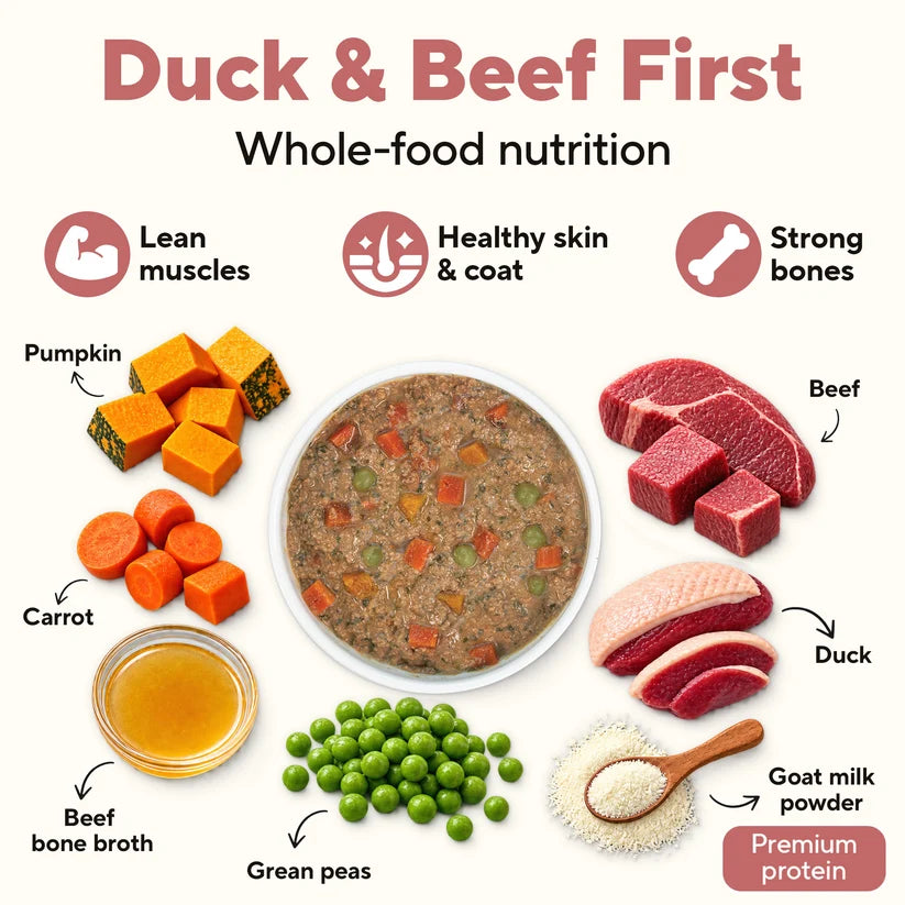 Dave's Homestyle Meal Grain-Free Goat Milk, Duck & Beef Dinner Gently Cooked Dog Food 10 Pack - 9 oz Pouches